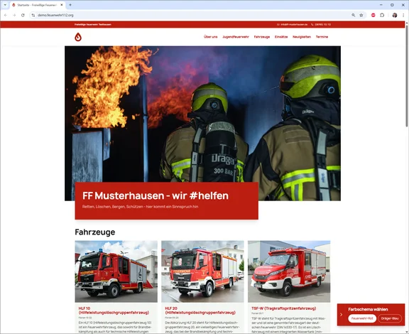 Dräger Feuerwehr Website-Baukasten Demo-Website Screenshot